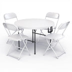 10 PACK of 8 Feet Foldable Table with Built in Handle & Steel Legs | 8 FT Heavy Duty Portable | Perfect for Party, Dining, Wedding, Events, Picnic Indoor, Outdoor, Camping, Temporary - 8 Foot