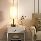 Fenmzee Bedside Table Lamp for Bedroom - Dimmable Touch, USB A+C, AC Outlet
