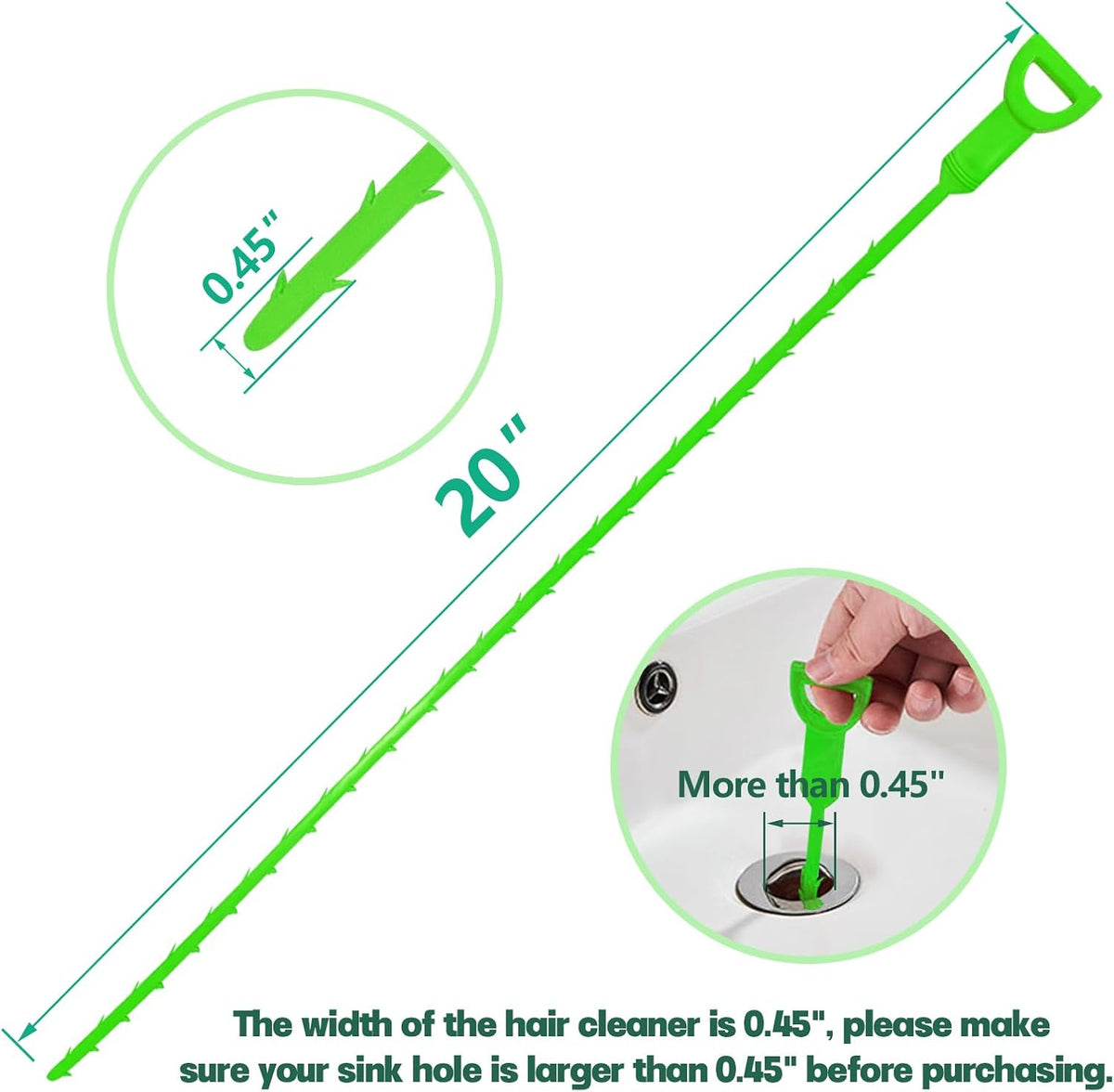 Drain Snake Hair Drain Clog Remover - 3 Pack Shower Sink Unclogger Tool