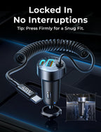 for iPhone 18/17 Pro Max Car Charger USB C Fast Charge with Coiled Cable