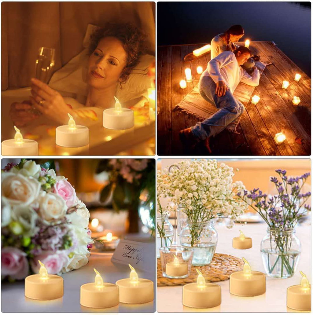 Battery Operated LED Tea Lights Flameless Flickering Candles 12PACK