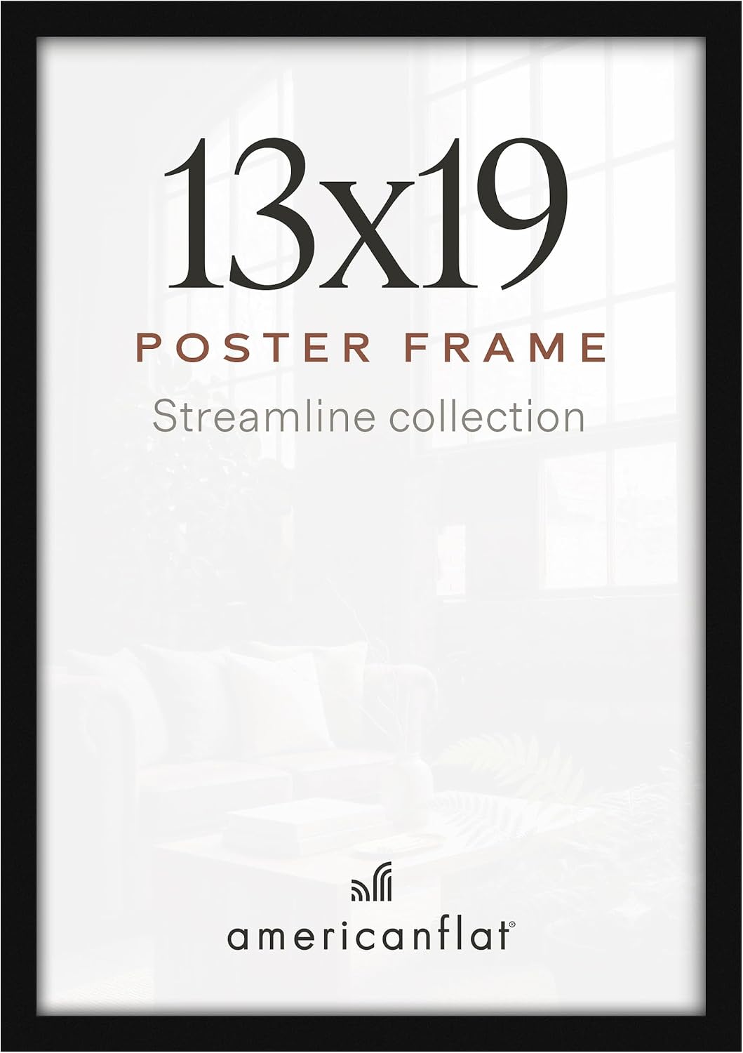 Americanflat 13x19 Poster Frame - Slim Molding - Black