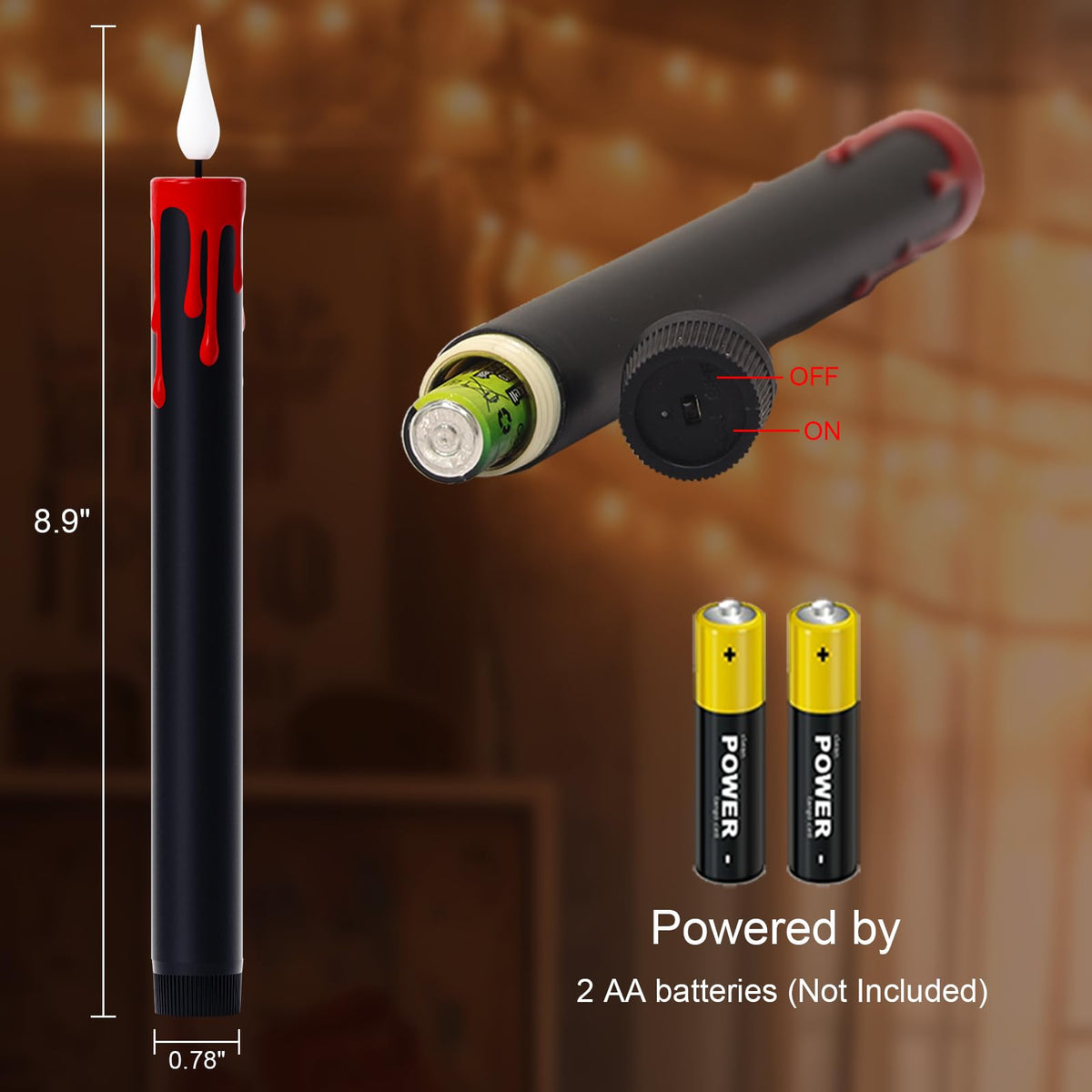 GenSwin 10.8" Flameless Floating Candles Wand Halloween Decorations