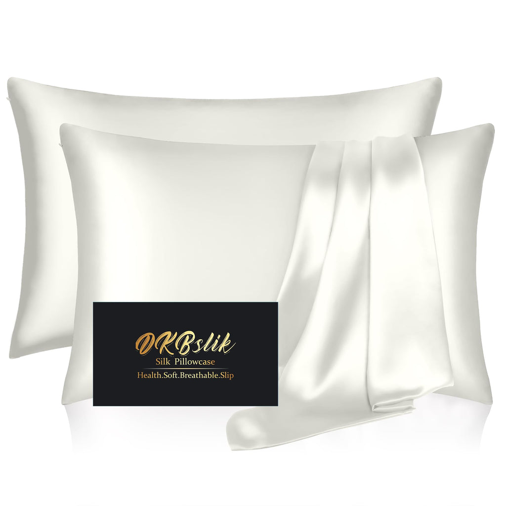 DKBslik Mulberry Silk Pillow Cases Queen Size with Zipper, Olive Green