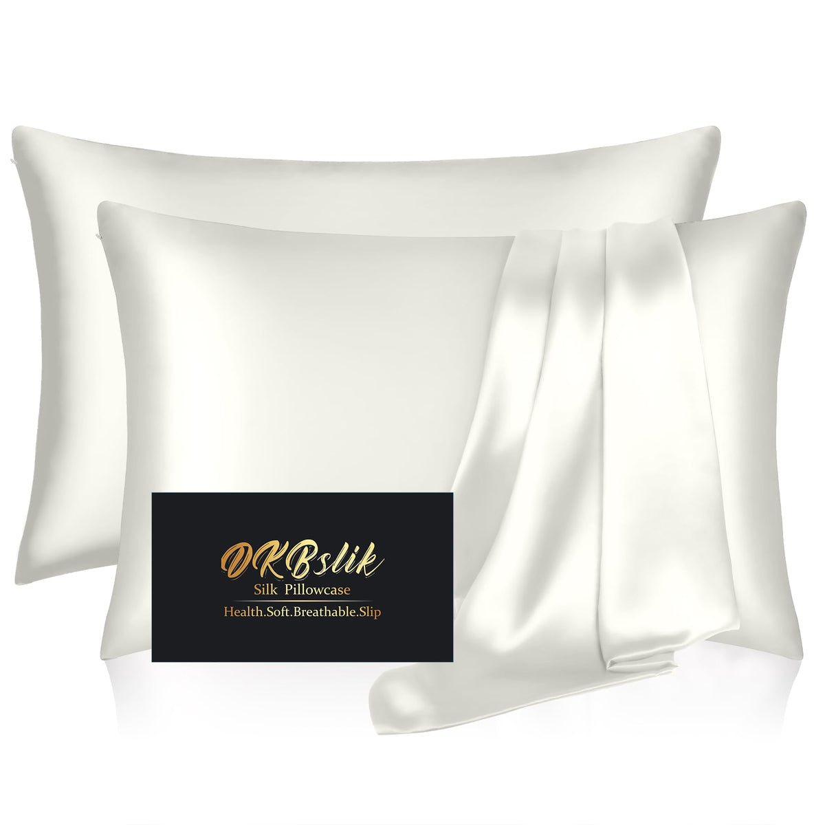 DKBslik Mulberry Silk Pillow Cases Queen Size with Zipper, Olive Green