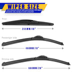 3 Wipers Fits Subaru Forester 2012-2018 Outback 2015-2019 Wiper Blades