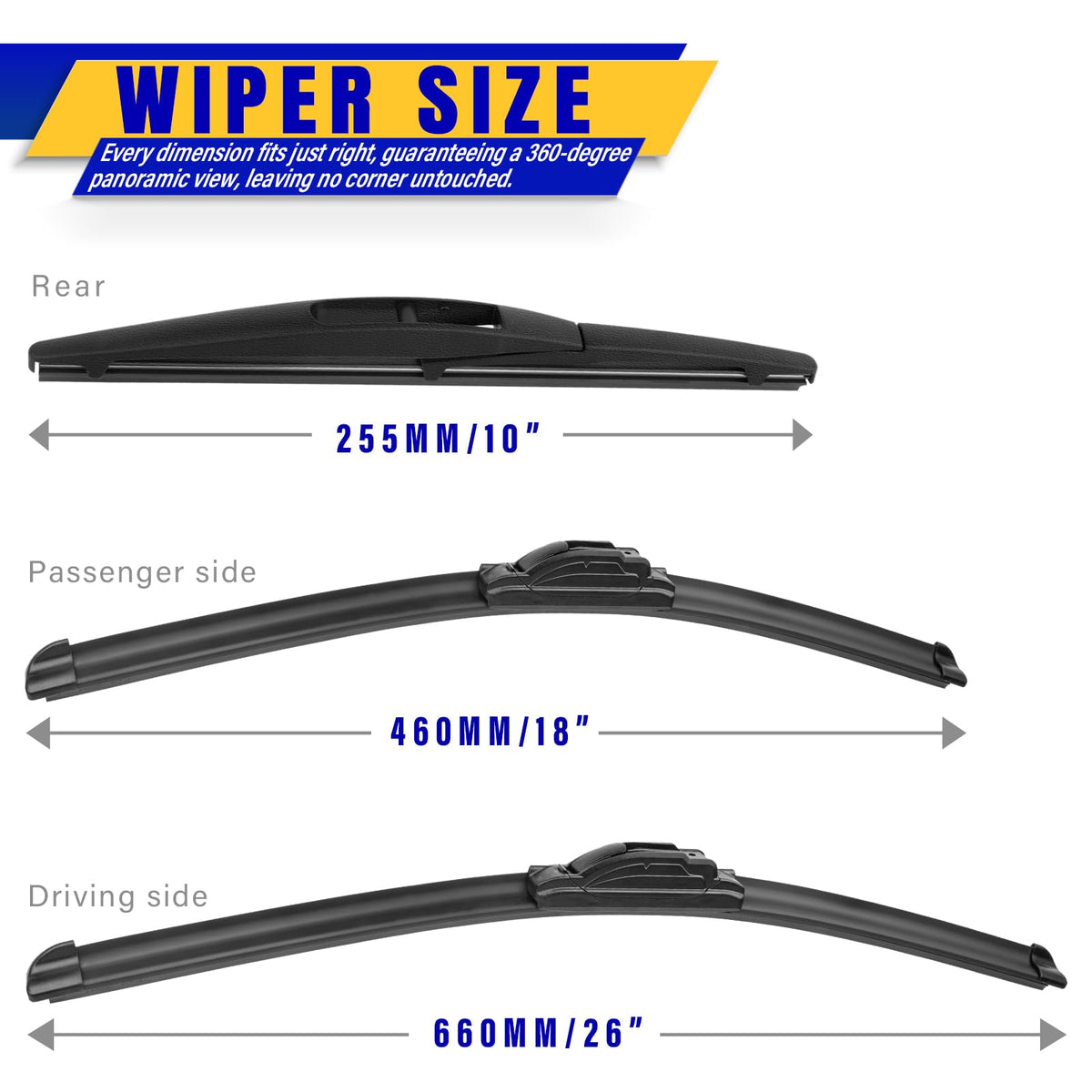 3 Wipers Fits Subaru Forester 2012-2018 Outback 2015-2019 Wiper Blades