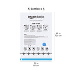Amazon Basics Vacuum Storage Bags for Clothes, Space Saving Compression Storage Bags with Hand Pump, Heavy Duty, Stackable, Jumbo Size, Clear, 6-Pack