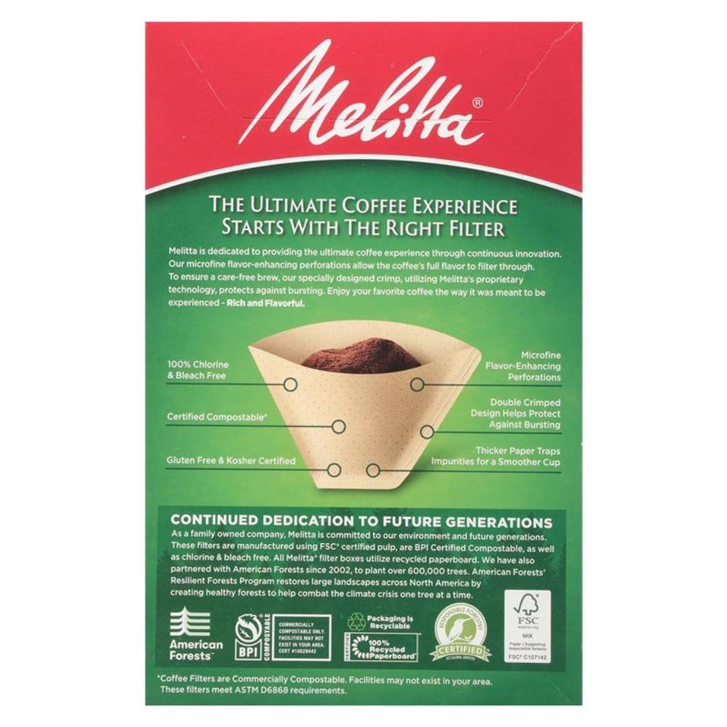 Melitta #4 Unbleached Coffee Filters, Natural Brown Cone Filters, 3-Pack