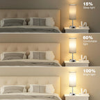 Fenmzee Bedside Table Lamp for Bedroom - Dimmable Touch, USB A+C, AC Outlet