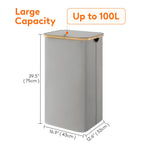 Lifewit 105L Large Laundry Basket with Lid, Removable Bags, Beige