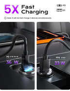LISEN Car Charger USB C, 69W Cigarette Lighter USB Charger Adapter, 2 Pack