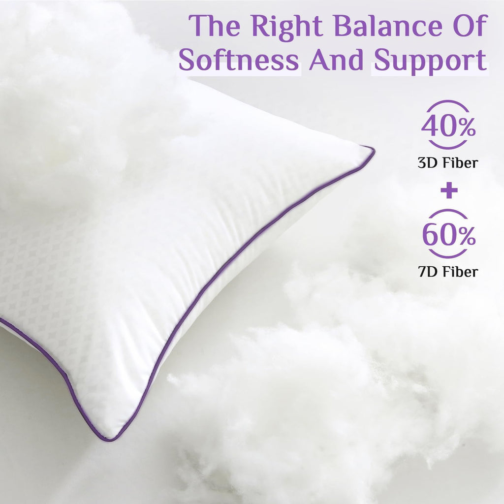 JOLLYVOGUE Firm King Size Pillows Set of 4, Cooling Supportive Bed Pillows with Oeko-Tex Certified Soft Down Alternative Fill, Luxury Hotel Quality for Back, Stomach and Side Sleepers
