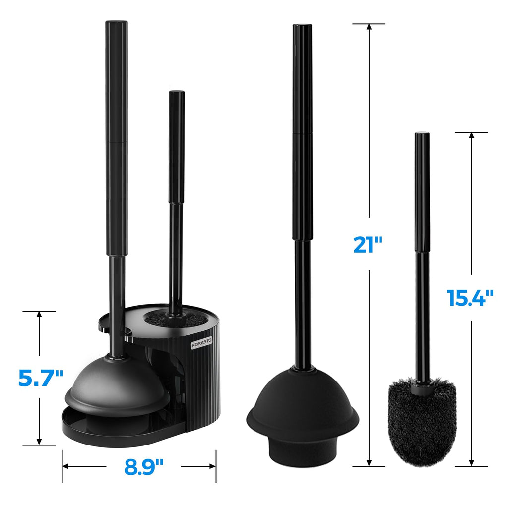 FORASTO 2in1 Toilet Brush & Plunger Set, Bathroom Essentials for Apartment
