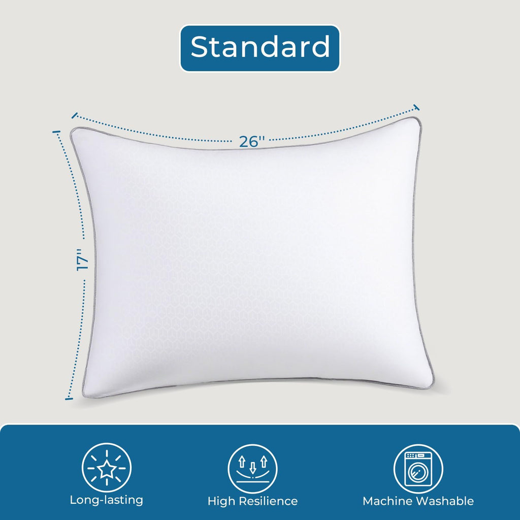 Sasttie Firm Pillows Queen Size Set of 2, Bed Pillows for Side, Back, and Stomach Sleepers - Oeko-Tex Certified Down Alternative Plump Filling - Hotel Quality and Machine Washable, 2 Pack