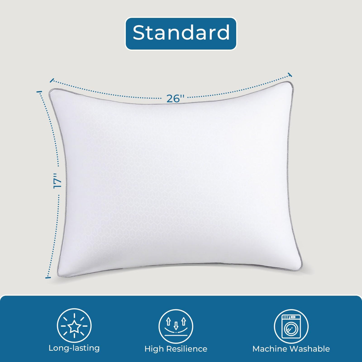Sasttie Firm Pillows Queen Size Set of 2, Bed Pillows for Side, Back, and Stomach Sleepers - Oeko-Tex Certified Down Alternative Plump Filling - Hotel Quality and Machine Washable, 2 Pack