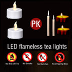 Battery Operated LED Tea Lights Flameless Flickering Candles 12PACK