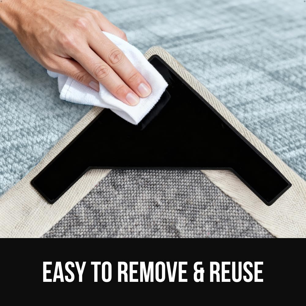 GORILLA GRIP® Extra Long Rug Grippers for Hardwood Floor, Reusable, Black