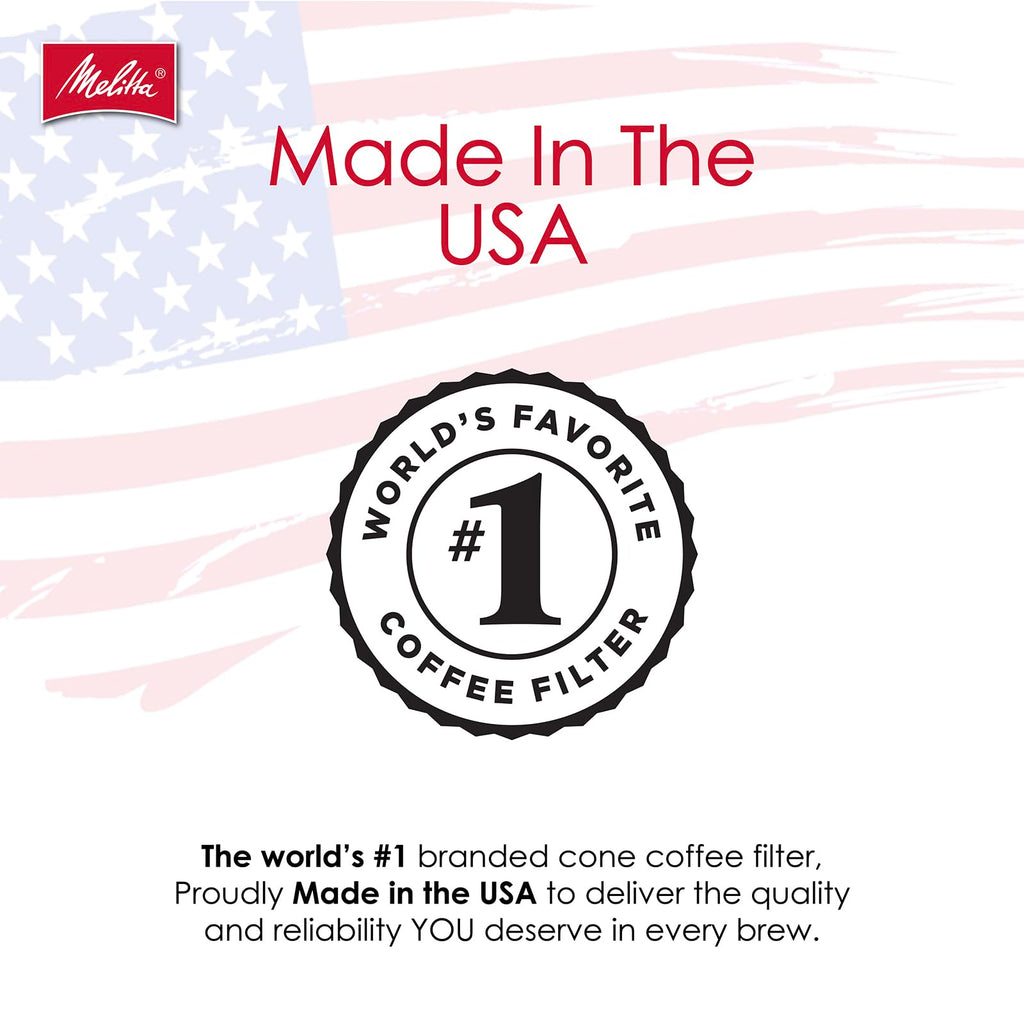 Melitta #4 Unbleached Coffee Filters, Natural Brown Cone Filters, 3-Pack