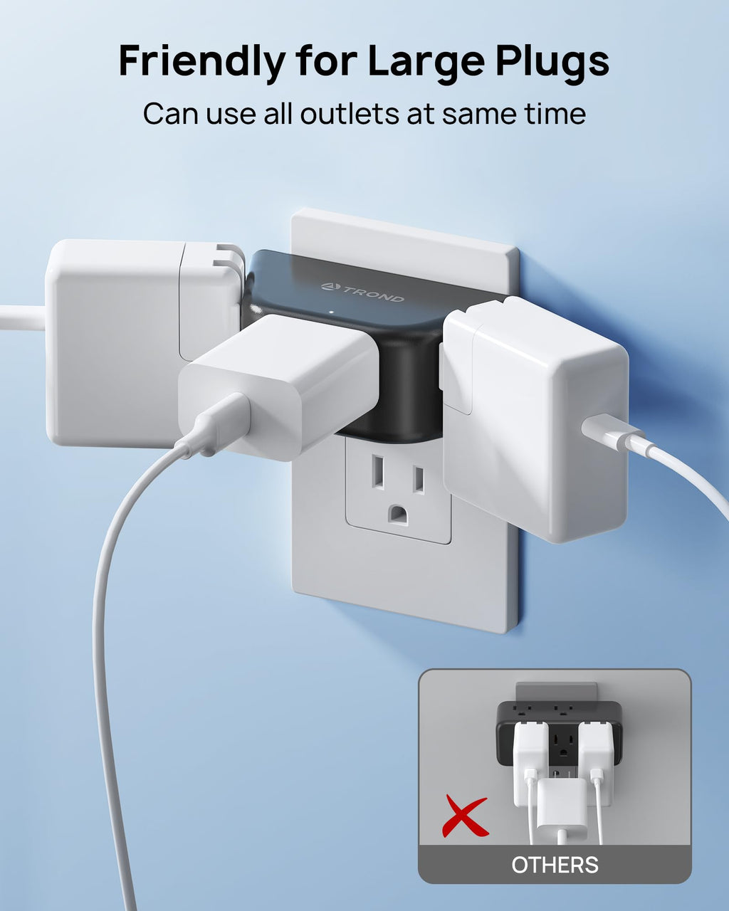 TROND Multi Plug Outlet Extender 2 Pack, Outlet Splitter for Bathroom