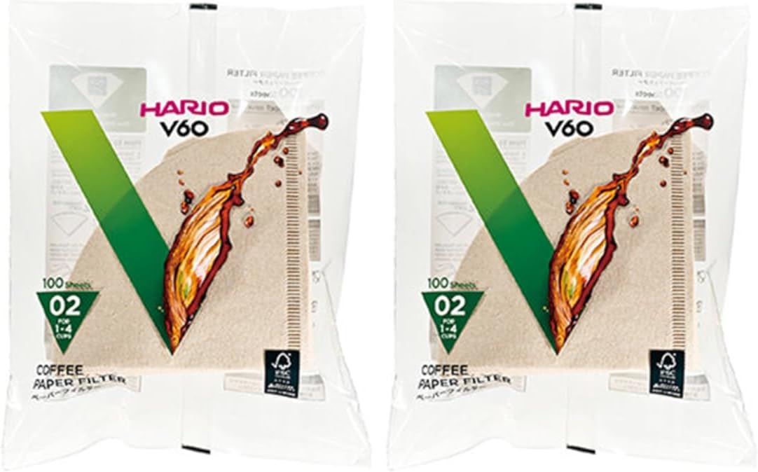 Hario V60 Paper Coffee Filter, Size 02, Natural, 200ct