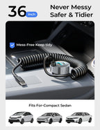 for iPhone 18/17 Pro Max Car Charger USB C Fast Charge with Coiled Cable