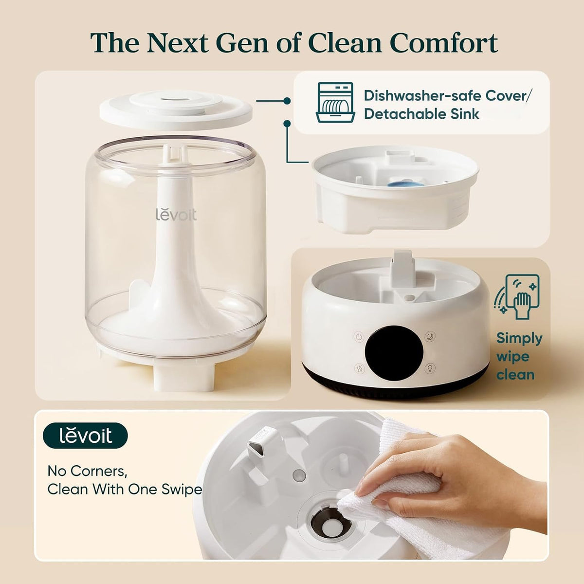 Levoit Top Fill Humidifiers for Bedroom, 2.5L Tank for Large Room, 25dB