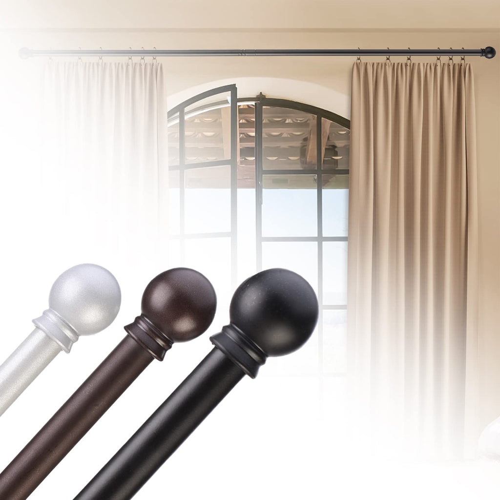 GXOACKJ Curtain Rods for windows 28-78 inch, 5/8 inch Decorative Dark Walnut Wood Splicing Heavy Duty Metal Curtain Rod set with Brackets