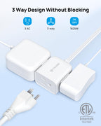 TROND Rightward Flat Plug Extension Cord 6ft for Small Tight Spaces, White