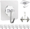 DDMY Adhesive Wall Hooks Clear 50lb(Max) Heavy Duty Hanging Sticky-10 Pack