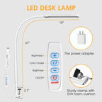 Voncerus LED Desk Lamp with Clamp, Clip on Lights for Home Office, White