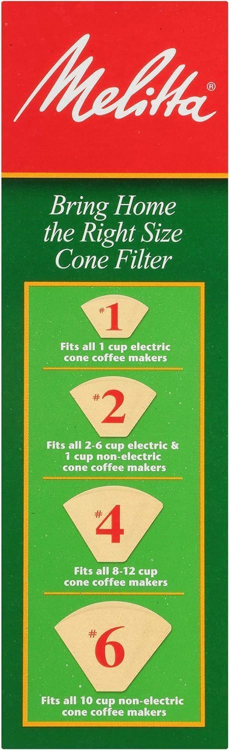Melitta #4 Unbleached Coffee Filters, Natural Brown Cone Filters, 3-Pack