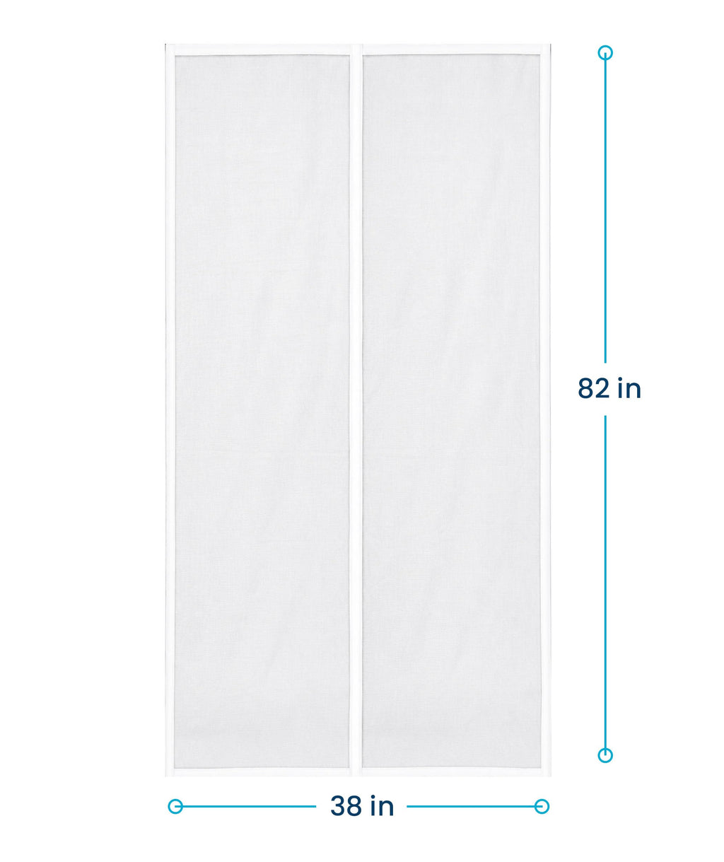 Flux Phenom Magnetic Screen Door (White) - Bugs Out, Breeze in - 9min Install Auto-Sealing Heavy Duty Double Stitched Mesh, 52 Magnets, Hands Free Patio Doors Net, Pet & Kid Friendly, 38 x 82 Inch