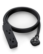 Flat Plug Extension Cord with 3 Outlets - 6Ft Low Profile Indoor 3 Prong Grounded Power Strip for Home Office & Travel - 16 AWG 13A/1625W, Black