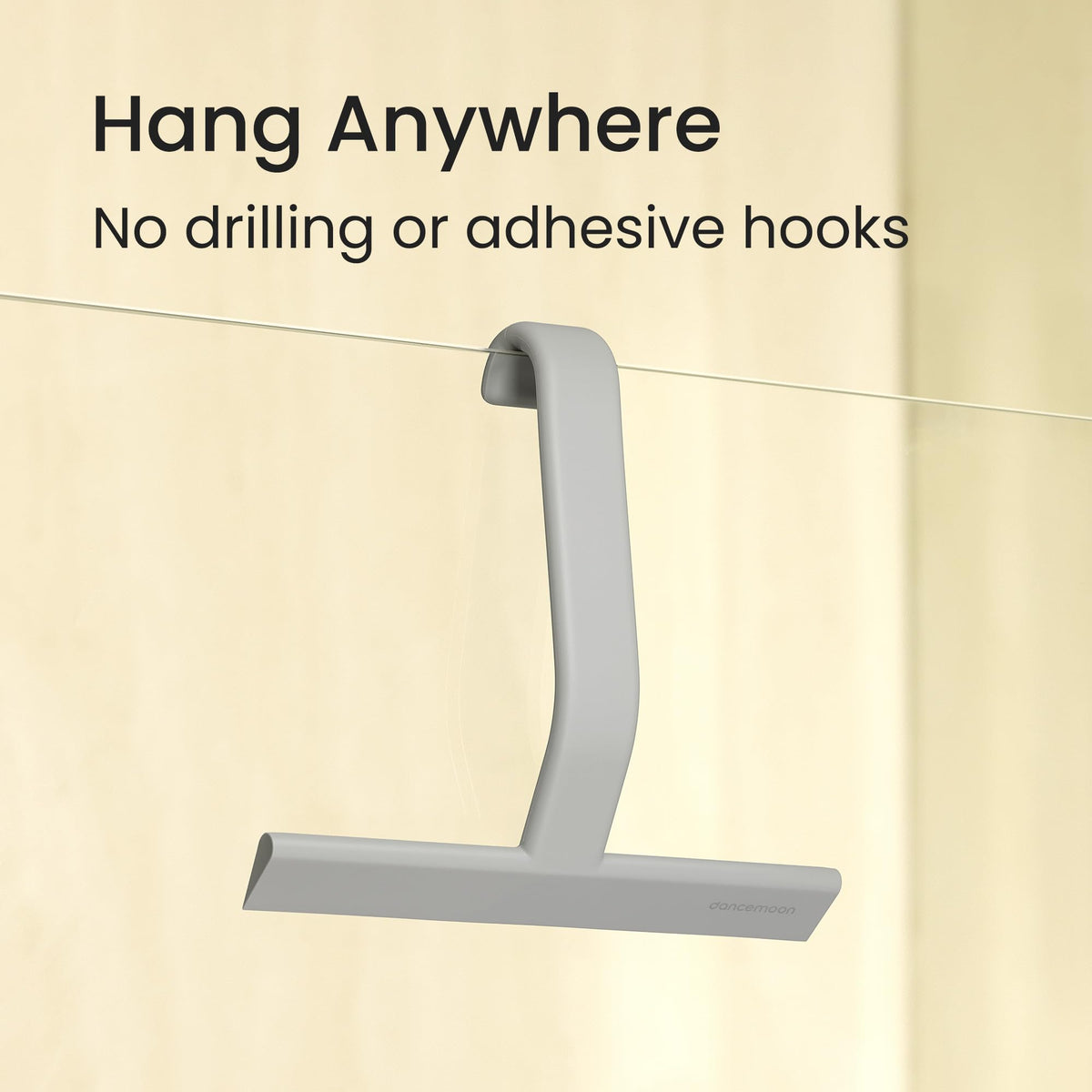 dancemoon JustHang Shower Squeegee with Built-in Hook, 10-Inch Black