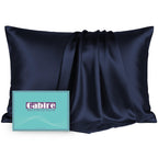 Gabire Mulberry Silk Pillowcases Set of 2, Both Sides Real Silk Pillowcase for Hair and Skin Prevent Acne Pillowcase Organic Silk Pillow case 2 Pack with Hidden Zipper, Navy Blue, Standard (20"×26")