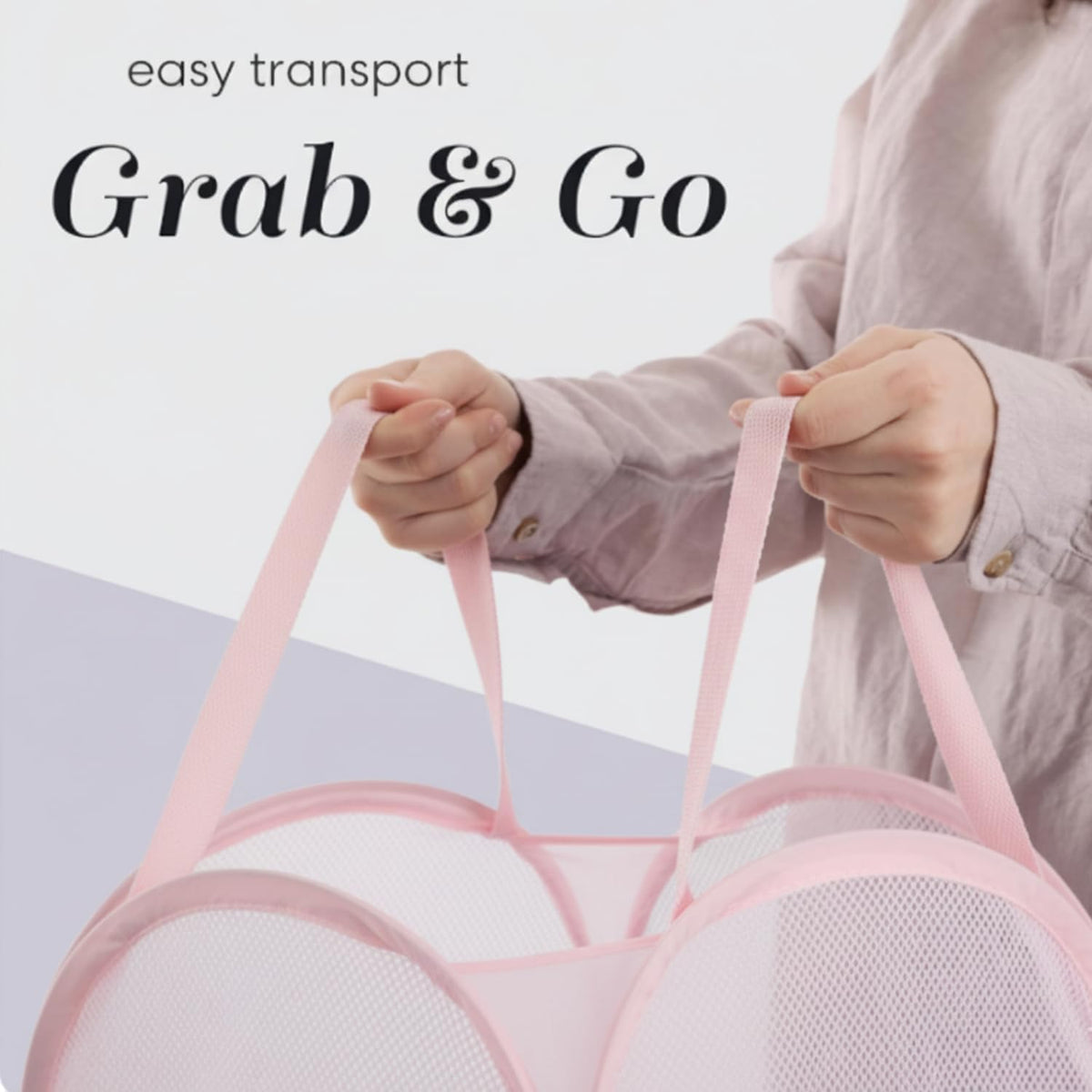 Handy Laundry Collapsible Mesh Pop-Up Hamper with Side Pocket