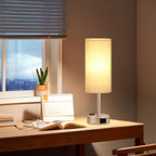 Fenmzee Bedside Table Lamp for Bedroom - Dimmable Touch, USB A+C, AC Outlet