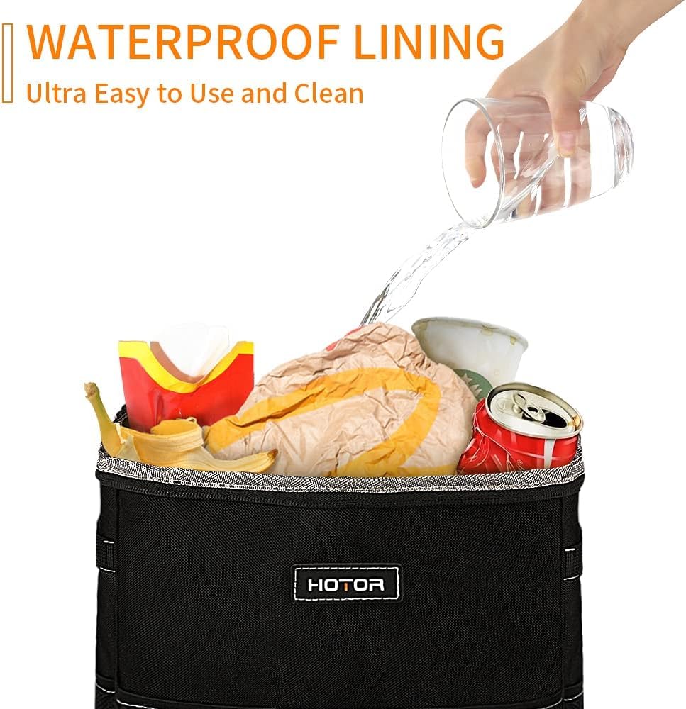 HOTOR Car Trash Can, Leakproof Car Organizer, 2-Gallon, Brown