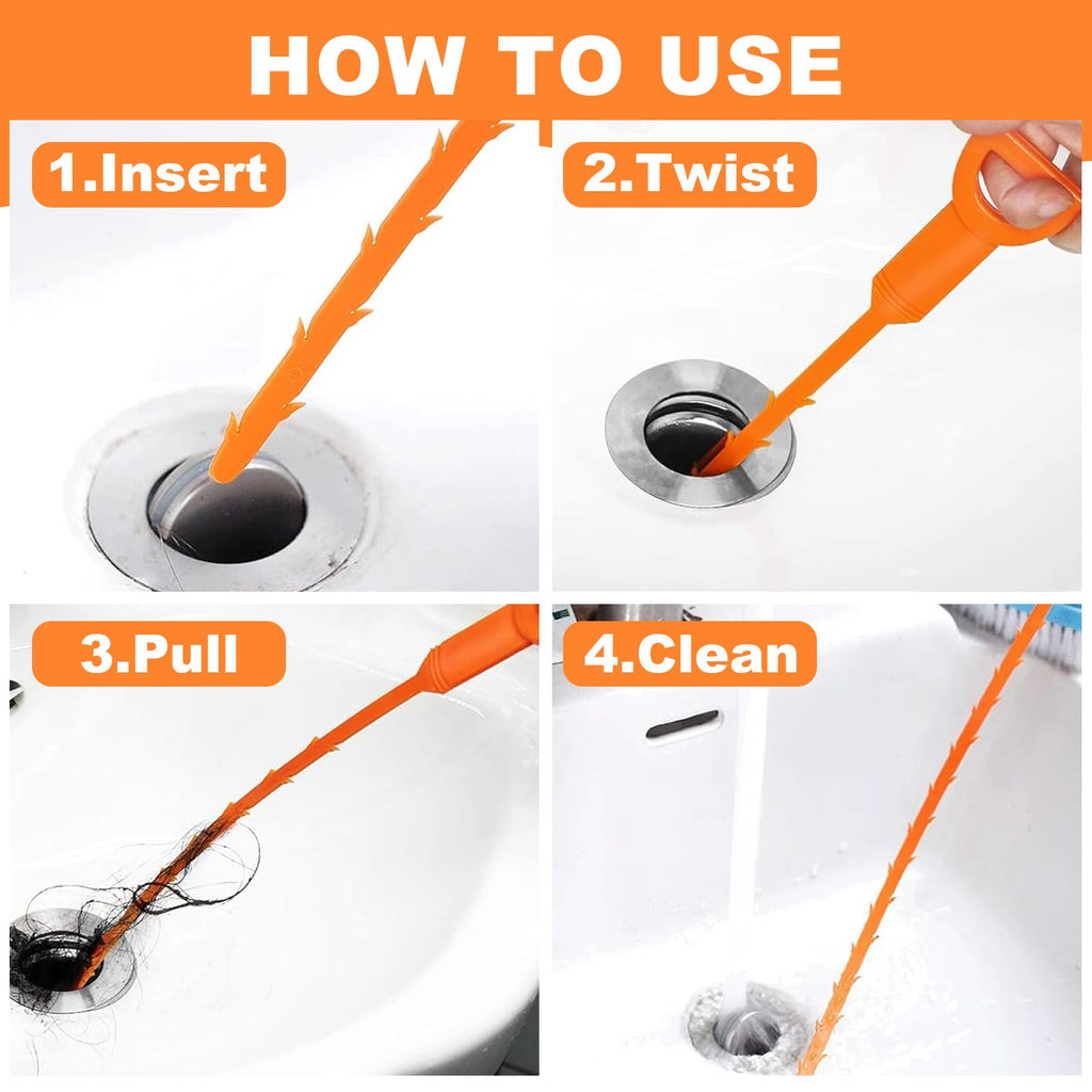 Drain Snake Clog Remover - 4 Pack 20 Inch Flexible Hair Tool