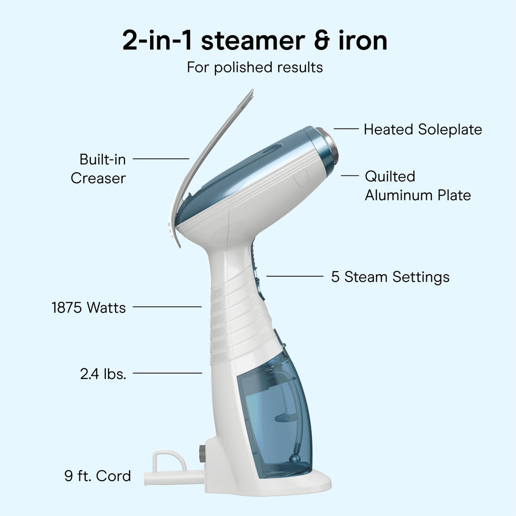 Conair Steamer for Clothes & Upholstery, Handheld, 3 Attachments, White