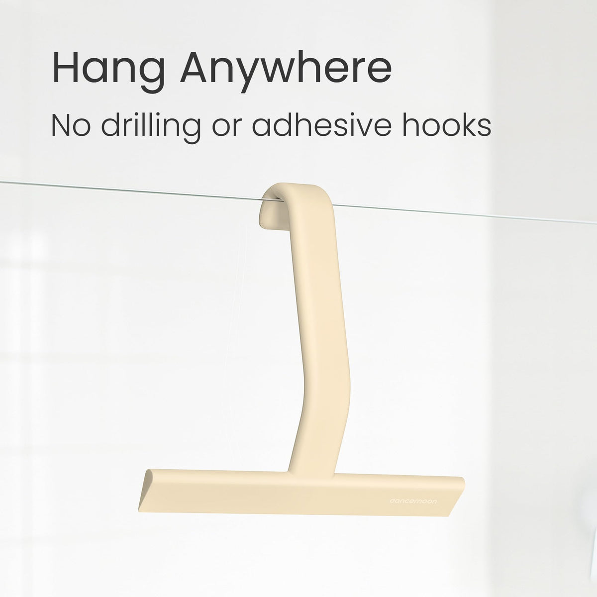 dancemoon JustHang Shower Squeegee with Built-in Hook, 10-Inch Black