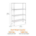 Amazon Basics 5-Shelf Tower Adjustable Storage Shelving Unit, Chrome, 16" x 16" x 54", 150 lbs Per Shelf