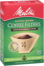 Melitta #4 Unbleached Coffee Filters, Natural Brown Cone Filters, 3-Pack