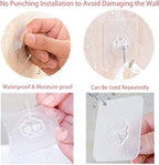 DDMY Adhesive Wall Hooks Clear 50lb(Max) Heavy Duty Hanging Sticky-10 Pack