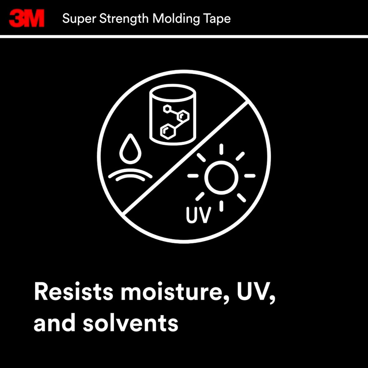 3M Super-Strength Molding Tape, 1/2 in x 15 ft, Double-Sided Adhesive, Permanently Attaches Side Moldings, Trim and Emblems to Interior and Exterior of Vehicles (03614), Gray
