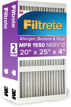 Filtrete 20x25x4 Air Filter, MERV 12, MPR 1550, 2 HVAC Filters