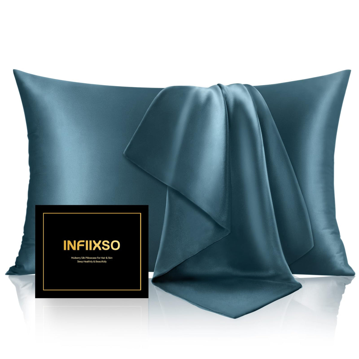 INFIIXSO Mulberry Silk Pillow Cases Standard Size with Zipper, Champagne