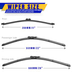 3 Wipers Fits Subaru Forester 2012-2018 Outback 2015-2019 Wiper Blades