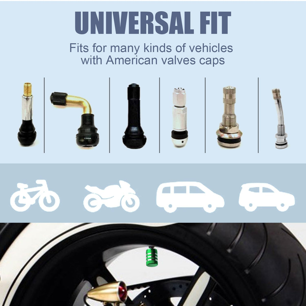DECURCAR Tire Valve Stem Caps 5 Pack American Flag - Purple